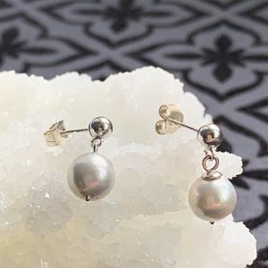 Culture Pearl with 14K White Gold Post Earrings